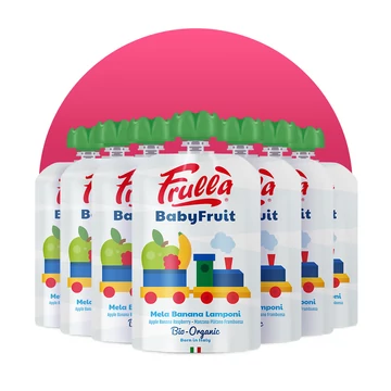 Frulla bio bébi gyümölcspüré - alma, banán, málna | 7-es csomag
