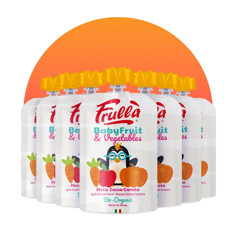 Frulla bio bébi gyümölcspüré - alma, sütőtök és répa  |  7-es csomag